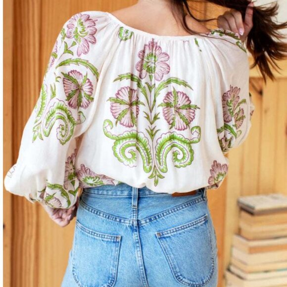Emerson Fry India Collection Frances Blouse in Maeve Flowers (Small) - Picture 2 of 5